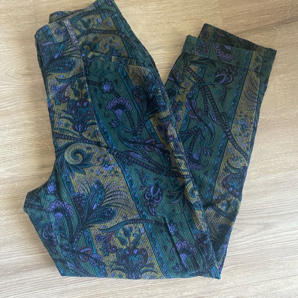 Velvet Multicolor Floral Pants